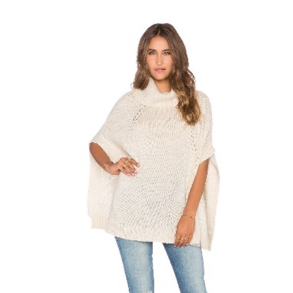 LA made Sweaters - LA Made | Cream Turtleneck Poncho Sweater